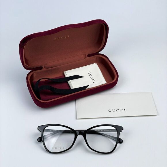 SALE! NEW Gucci GG1360O 001 Black Square Women Eyeglasses